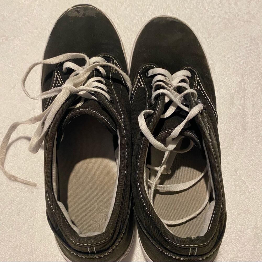 Vans Off the Wall Black w/ White Sneakers Size 8 Low Tops Lace Up Shoes Skater - Picture 8 of 9